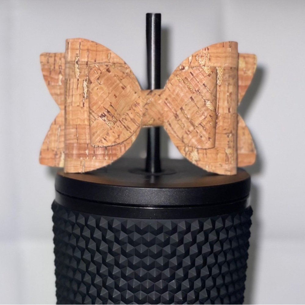 Starbucks cork bow topper tan
